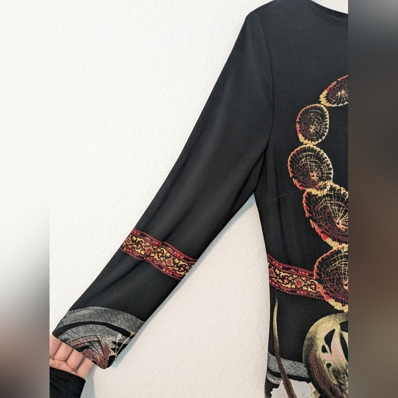 Joseph Ribkoff Black Multi-Color Floral Jersey Knit Long Sleeve Slim Mini Dress - Picture 7 of 9